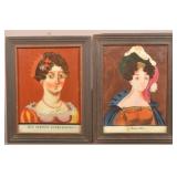 2 Reverse Painted on Glass German Portraits
