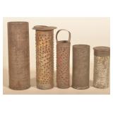 3 Great Early Tin Round Spice Graters