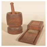 Primitive Mortar & Pestle and Wood Grater
