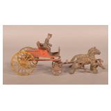 Hubley Cast Iron Fire Chief Horses & Wagon