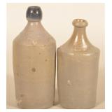 (2) 19th C. Stoneware Beer Bottles