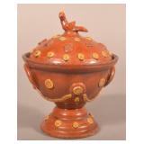 Great Greg Shooner Redware Covered Footed Bowl
