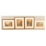 4 Signed Richard Hess, Lanc., PA Woodblock Prints