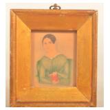 19thC. Augusta Maine Miniature Watercolor Portrait