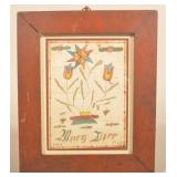 Mary Tice 1853 PA Watercolor Fraktur Bookplate