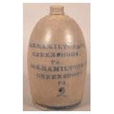 James Hamilton Double Stencil Greensboro, PA Jug