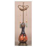 Moorcroft Pottery & Brass Double-Socket Table Lamp