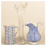 Early Spatter Pitcher, Stoneware Pitcher & Vase