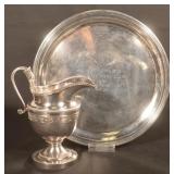 Sterling Silver Creamer Pitcher and Plate
