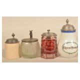 4 Antique German Beer Steins