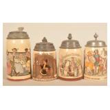 Group of Mettlach Print-Under-Glaze Beer Steins