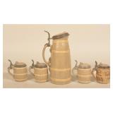 Villeroy & Boch Mettlach Beer Stein w/ Tumblers