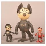 3 Different Felix Wood Toys Incl. Rare Red Felix