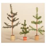 3 Antique German Christmas Feather Trees