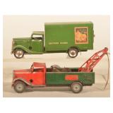 2 Excellent Tri-ang Key-Wind Toy Truck & Wrecker