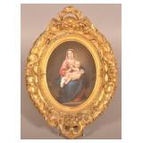 1855 Dresden Oil on Porcelain Madonna with Child