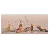 4 Carved Jonathan Bastian Folk Art Birds