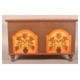 Dovetailed Blanket Chest w/ Folk Art Decoration