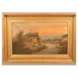 19th C. English Countryside Oil On Canvas Painting