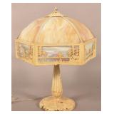 Art Deco Leaded Glass Electrified Lamp