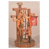 Folk Art Carved Wood Crucifixion
