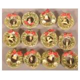 Vintage Christmas Santa Wreath Ornaments