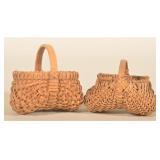 2 Miniature Splint Oak Buttocks Baskets