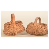2 Miniature Splint Oak Egg Baskets