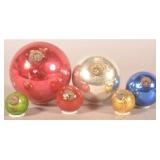 6 Graduated-Size Antique German Christmas Kugels