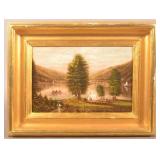Excellent Patriotic American 19th C. Oil Painting