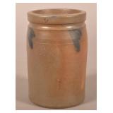 Small Freehand-Decorated Stoneware Canning Jar