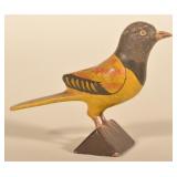 Very Nice Carved & Painted Folk Art Bird on Base