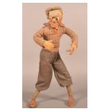 Unusual Posable Cotton & Wool Straw-Filled Doll