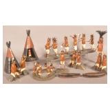 Great Folk Art Tin & Wood American Indian Village