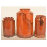 Graduated Glaze-Decorated Redware Tobacco Crocks