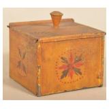 PA Tin Lift-Lid Ochre Paint-Decorated Box