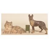 Fireside Cat & German Shepherd Doorstops & Bank