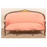 Neoclassical Crushed Velvet Ebonized Parlor Suite