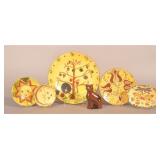 Collection Lester Breininger Redware Plates & Cat