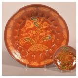 Large Ned Foltz Redware Dish & Plate