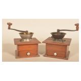 2 Early Dovetailed Box Coffee Grinders