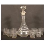 Lititz, PA Whiskey Bottle & Various Shot Glasses
