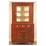 PA Federal Grain Paint-Decorated Corner Cupboard
