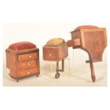 Group Early Table-Mount Pin Cushion Sewing Boxes