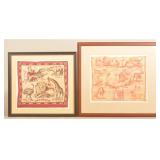 2 Framed Antique Children