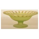 Unusual Large Green Art Deco Glass Footed Bowl