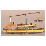 Tin Windup German Penny Toy Boat & Planes