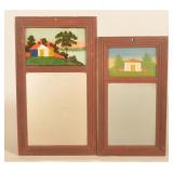 Pair of Reverse-Painted Federal Trumeau Mirrors