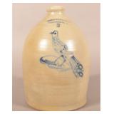 3-Gal. Cowden & Wilcox Cobalt Stoneware Bird Jug