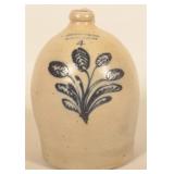 Cowden & Wilcox Jug w/ Cobalt Flower Decoration